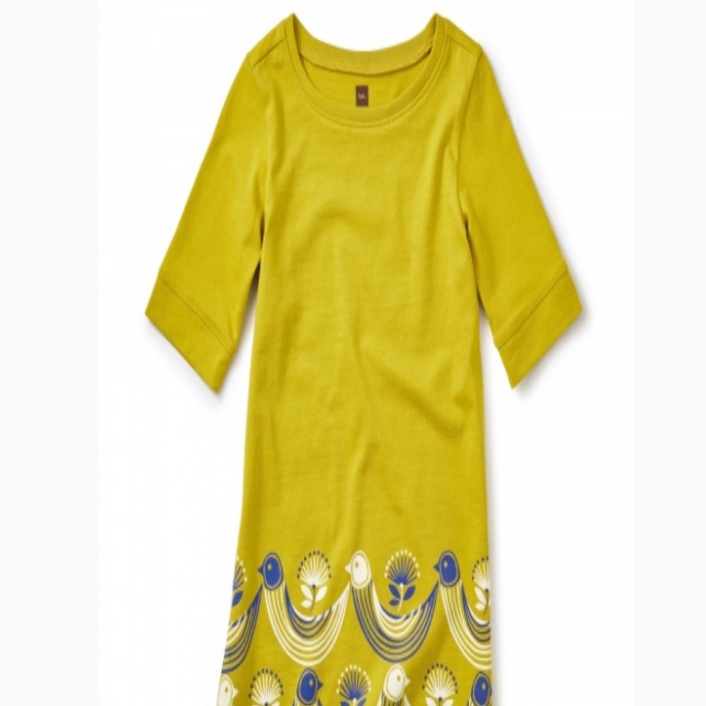 Tea Collection Girls Iona Graphic Dress size 8 in Citronelle